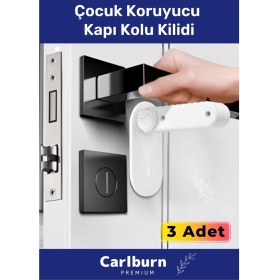 Resim Carlburn Özel Üretim 180 Derece Dönebilen Düğmeli Bebek Çocuk Koruyucu Kapı Kolu Kilidi - 3 Adet 