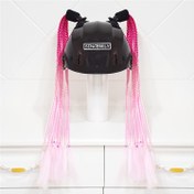 Resim 2 adet MORGIANASS 60.96cm Örgülü At Kuyruğu Kask Bandı Vantuzlu - Canlı Pembe & Mor, Motosiklet Kasklarına Uygun, Halloween/Noel/Paskalya/Bayram için İdeal 