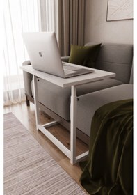 Resim Yükseklik Ayarlı Laptop Masası -çalışma Bilgisayar Masası - Beyaz 
