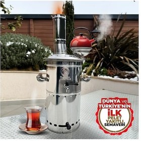 Resim İFYIL Pelet Yakıtlı Dumansız Paslanmaz Çelik 4.5 L Semaver (Peletli) 
