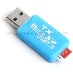Resim TX USB2.0 microSD Harici Kart Okuyucu - Mavi (TXACUCR204BL) 