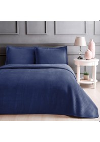 Resim Linens Glace Lacivert Çift Kişilik Yatak Örtüsü-Lacivert 