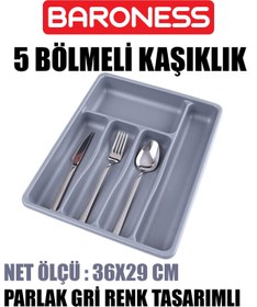 Resim BARONESS GRİ 5 BÖLMELİ KAŞIKLIK 