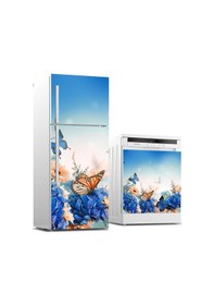 Resim Buzdolabı Ve Bulaşık Makinası Beyaz Eşya Sticker Kaplama Mavi Kelebek 