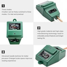 Resim Toprak Ph Ölçer, MS02 3'ü 1 Arada Toprak Nemi/ışık/ph Test Cihazı Bitki Bakımı Için Bahçe Alet Kitleri, Bahçe, Çim, Çiftlik, Iç ve Dış Mekan Kullanımı Için Harika (Yeşil) 