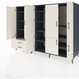 Resim Kronos Dolap 12 Raflı 2 Çekmeceli 7 Kapaklı 220x59x163 Antrasit-aytaşı Aytası - Antrasıt 