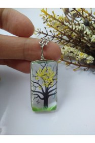 Resim BalıkHediyelik Yaşayan Canlı Kolye/ağaç Desenli Kurutulmuş Gelin Çiçeği-sari Modeli 