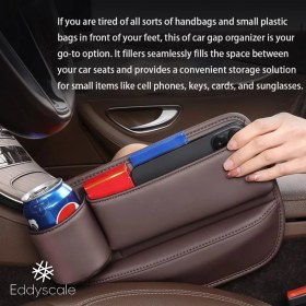 Resim Eddyscale Deri Ayarlanabilir Araba Koltuğu Boşluk Dolgu Saklama Kutusu Cep Telefonu Gözlük Anahtar Kartları Için (Yurt Dışından) 
