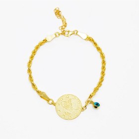 Resim Gold Renk Mecidiye Tasarım Nazar Boncuğu Detaylı 925 Ayar Gümüş K 