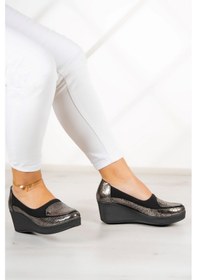 Resim Erkan Saçmacı Priscilla Gümüş Yılan Hakiki Deri Dolgu Topuklu Streç Günlük Ayakkabı Gümüş 