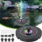 Resim Çoklu Nozullu ve Sabitleyicilerle Güneş Enerjili LED Çeşme Pompası - Kuş Banyoları, Göletler, Bahçeler ve Kendin Yap Dış Mekan Dekoru için Canlı Renkli Işıklar, 1200mAh Pil, Plastik Malzeme, Kolay Montaj, Güneş Enerjili Su Pompası 
