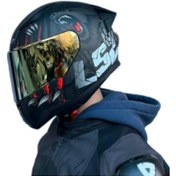 Resim Gold Vizör + Spoiler + Ls2 Rapid 2 Clawn Kask Gri Kırmızı Mat Siyah 