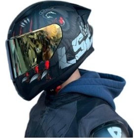 Resim Gold Vizör + Spoiler + Ls2 Rapid 2 Clawn Kask Gri Kırmızı Mat Siyah 