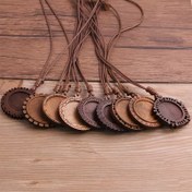Resim 10 Adet Karışık Geometrik Ahşap Yuvarlak Kolye Tabanı, Vintage Zaman Sentetik Ayarları, DIY El İşi Malzemeleri Rastgele Stiller 
