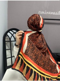 Resim Aminenesil Cardion Premium Etnik Desen Şal Turuncu Siyah Renk Açık turuncu 