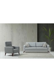 Resim Minar Kristal 3+1 Berjer Koltuk Takımı Açık Gri+Koyu Gri 