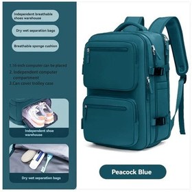 Resim Wangxi Peacock Blue 15.6" Laptop Sırt Çantası: Ayakkabı Bölmeli, Çok Bölmeli, Ayarlanabilir Tavuskuşu Mavisi 