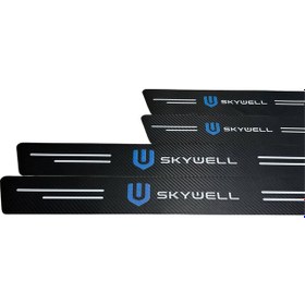 Resim Skywell Logolu Karbon Kapı Eşiği Koruyucu Bant Folyo 4'lü Set 