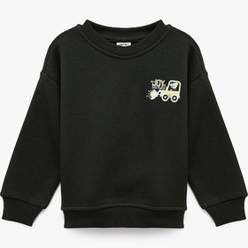Resim Koton Uzun Kollu Bisiklet Yaka Baskılı Sweatshirt Antrasit 6wmb10266tk Antrasit 