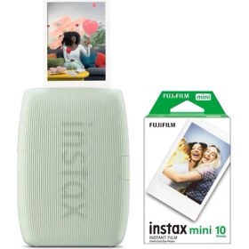 Resim Instax Mini Link 3 Yeşil Akıllı Telefon Yazıcısı ve 10'lu Mini Film 