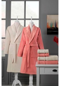 Resim Özdilek Pamuklu 6 Parça Aile Bornoz Seti-Dory Kiremit Bej 