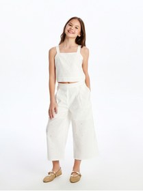 Resim LC Waikiki Yeni Sezon Kare Yaka Cicekli Kiz Cocuk Crop Bluz - S5P483Z4 