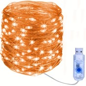 Resim 1 adet USB Peri Işıkları Fişiyle Takılabilir, 20.12 metre 200 LED Parıltılı Dize Işıklar, 8 Modlu Yıldızlı Işıklar İç Mekan Çelenk DIY Yatak Odası Yurt Parti Düğün Noel Sevgililer Günü Süslemesi 