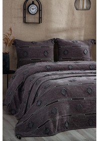 Resim Evlen Home Katre Pamuklu Çift Kişilik Pike Takımı Yatak Örtüsü Battal Çeyiz Seti 3 Parça Antrasit 
