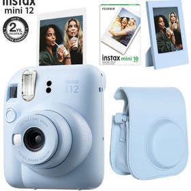 Resim Fujifilm Instax Mini 12 Beyaz Fotoğraf Makinesi-10'lu Film-Çerçeve-Kare Albüm ve Deri Kılıf Seti 