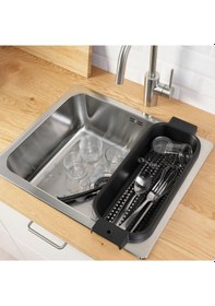 Resim Süzgeç, Antrasit Renk Meridyendukkan 48x18x10 Cm Lavabo İçi Kullanımı 