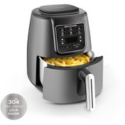 Resim Karaca Air Pro Cook Köz Steel XL Çelik Hazneli Airfryer Space Gray 4 Litre 4 Kişilik 