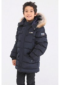 Resim Natürel Kürklü Erkek Çocuk Şişme Mont 51246 Lacivert 