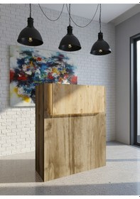 Resim Resital Ledli Karşılama Bankosu G-90 Cm Ofis Kasa Resepsiyon Masası Banko-003-2-6 