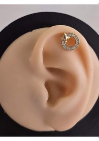 Resim Halka X Artı Model Kıkırdak Piercing Tragus Helix Altın Kaplama Gold Renk Küpe Gold 