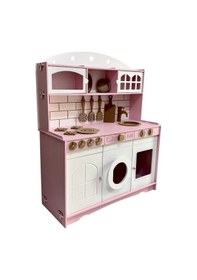 Resim Ahşap Büyük Boy Çocuklar İçin Eğlenceli Oyuncak Mutfak Seti 