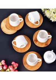 Resim Paçi Bambulu Porselen 6'lı Kahve Fincan Takımı Por-101094 