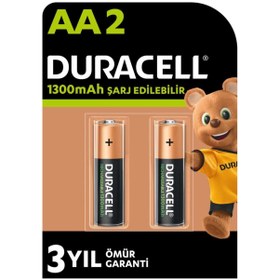 Resim Duracell Şarj Edilebilir AA Kalem Pil (2'li Paket), 1300 mAh NiMH, 2000 şarj döngüsü, 