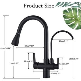 Resim Oem Mutfak Evye Bataryası Dual Flow Su Arıtma Çıkışlı Fiskiyeli Yeni Siyah Krom 