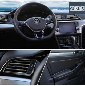 Resim Araba Oto Trim Dekorasyon Şeridi Kauçuk Elastik Şerit Gümüş Renk 