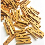 Resim 100'LÜ Gold Ahşap Fotoğraf Albüm Mandal 2.5cm (10'lu PAKET-1000 Adet) 