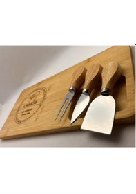 Resim Bambu Peynir Kesme Sunum Tahtası Renkli 