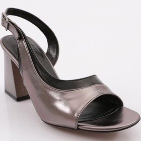 Resim Dgn 834-23y Kadin Kalin Bantli Topuklu Sandalet 834-1922-R13855 Platin 