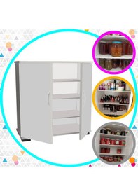 Resim Modilayn Bulut Ayakkabı Dolabı, Kapı Önü Ayakkabılık Raflı Dolap, Beyaz 