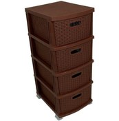 Resim 4 Katlı Hasır Rattan Komidın 