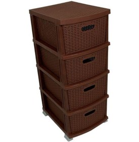 Resim 4 Katlı Hasır Rattan Komidın 