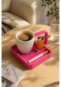 Resim Kahve Sunum Tepsisi Çok Bölmeli Masa Üstü Organizer Kupa Fincan Standı Pla 12.5x11x7 Cm Pembe 