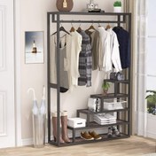 Resim Tasarım 180x120x30 CM Ceviz Askılıklı Açık Gardırop Zizuva