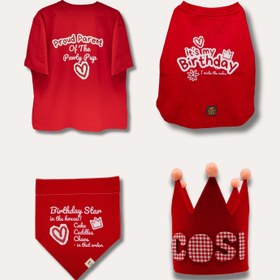 Resim It’s My Birthday Set | Cherry Red (Kişiselleştirilebilir Taçlı Set) - XS / S / L 