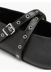 Resim Tommy Hilfiger Tjw Leather Maryjane Ballerına Kadın Siyah Ayakkabı - En0en02868 Siyah 