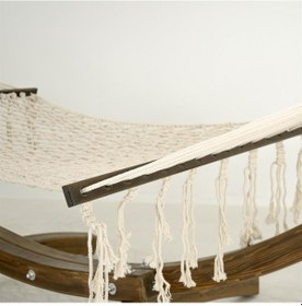 Resim Hona Ladin Ahşap Gondol Hamak - 120 Cm İp Örgü - Tek Kişilik Naturel 